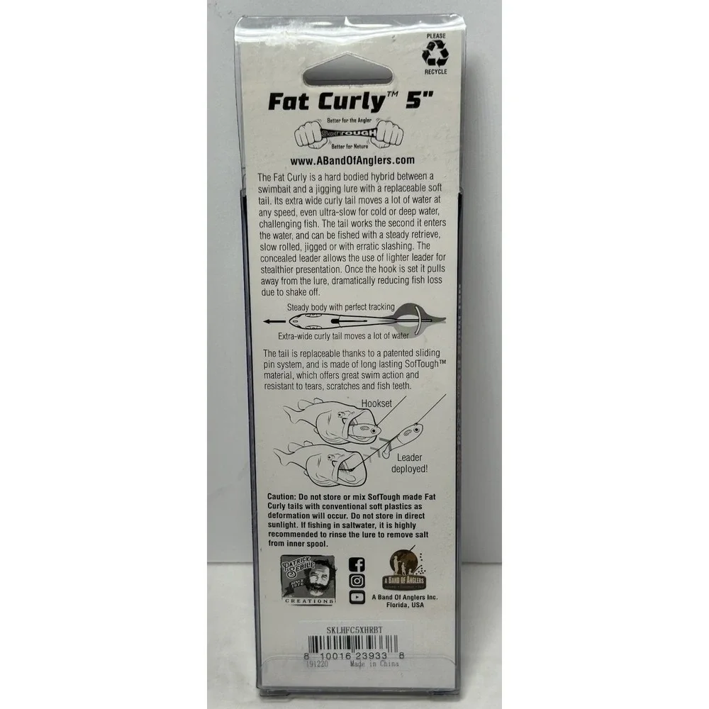 Spooltek Fat Curly 5 in. Bass Special Braid‎ Leader Trophy Fishing Lure New